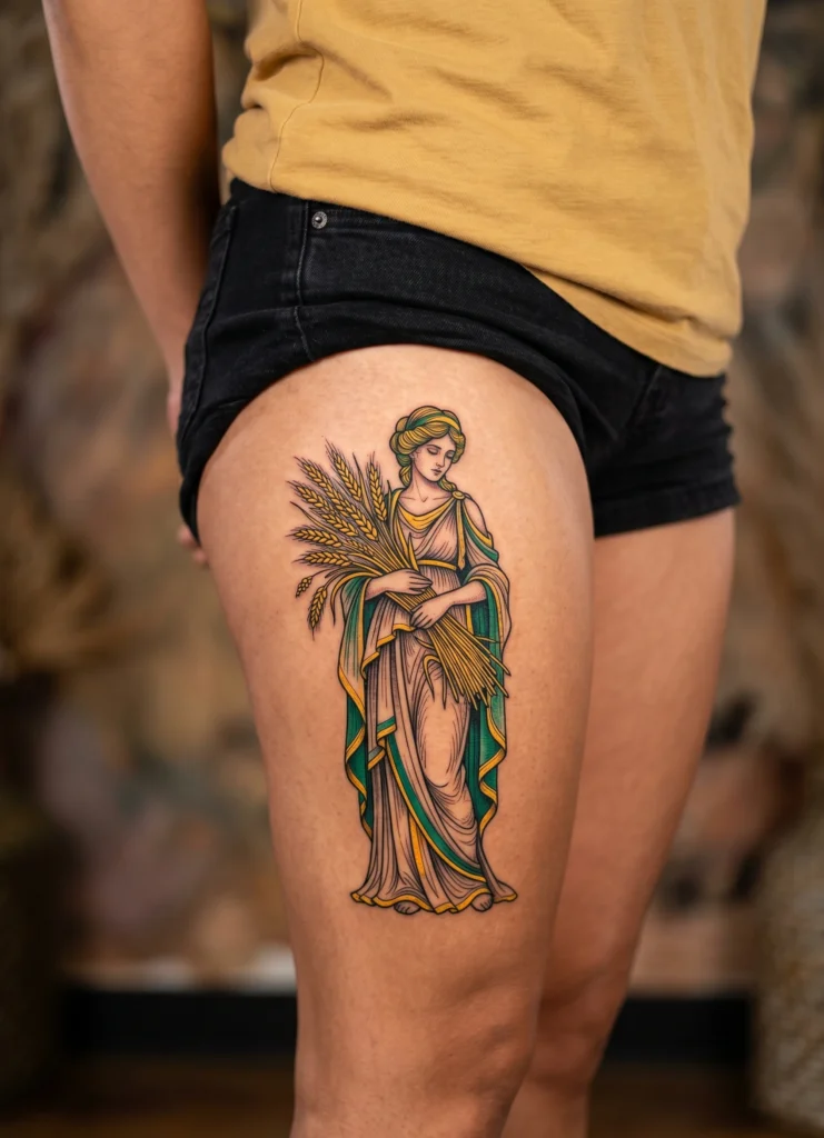 Virgo Goddess Holding Wheat Bundle