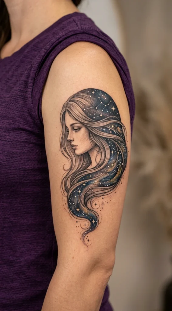Virgo Maiden with Flowing Celestial Hair