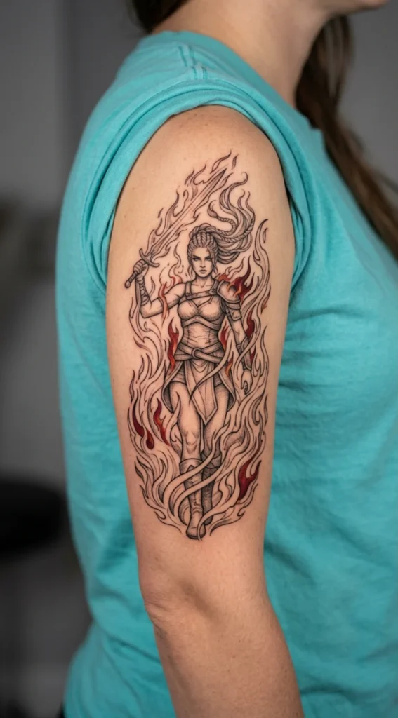 Warrior Woman Aries Fire Aura