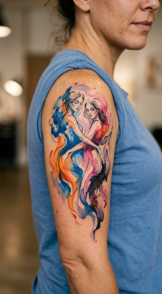 Watercolor Twin Energy Flow Design