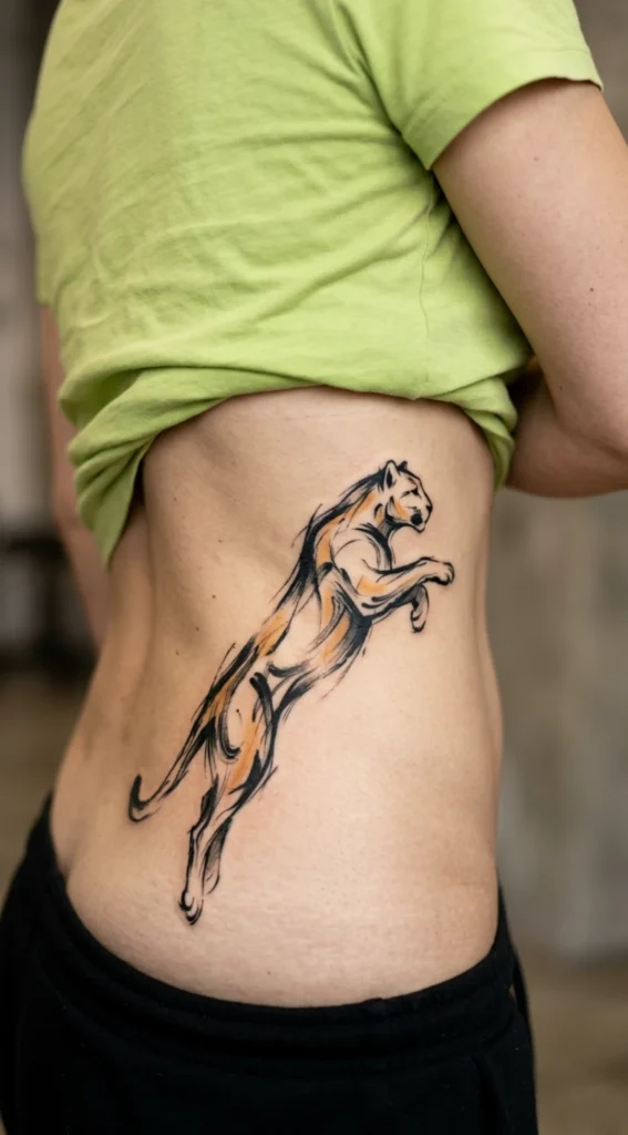 Abstract Leopard Silhouette Tattoo