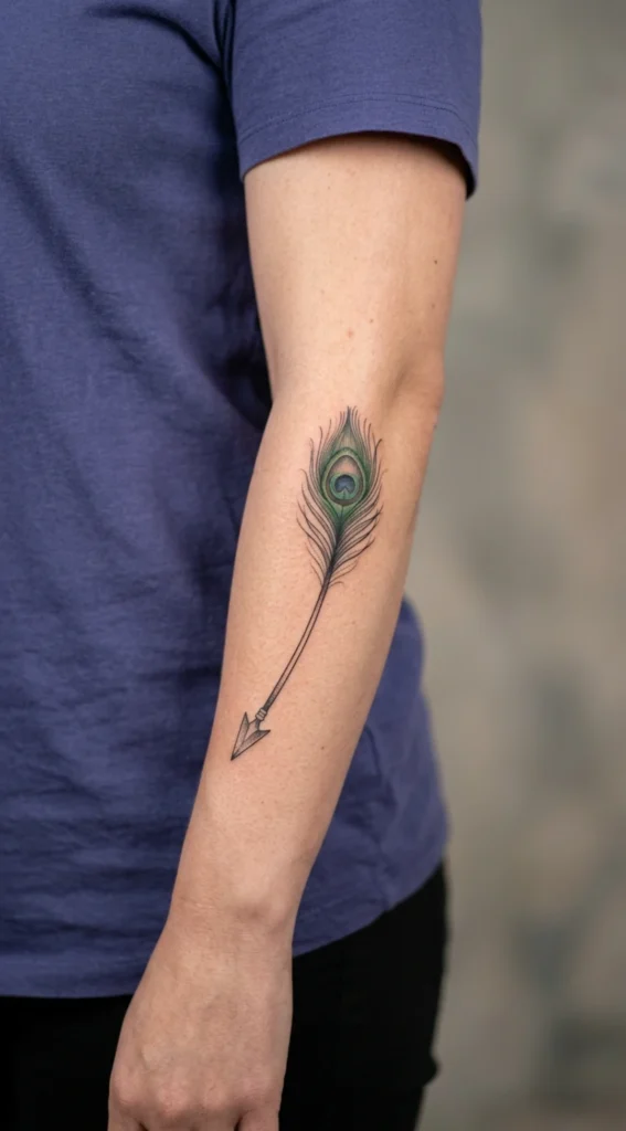 Arrow and Peacock Feather Tattoo Concept