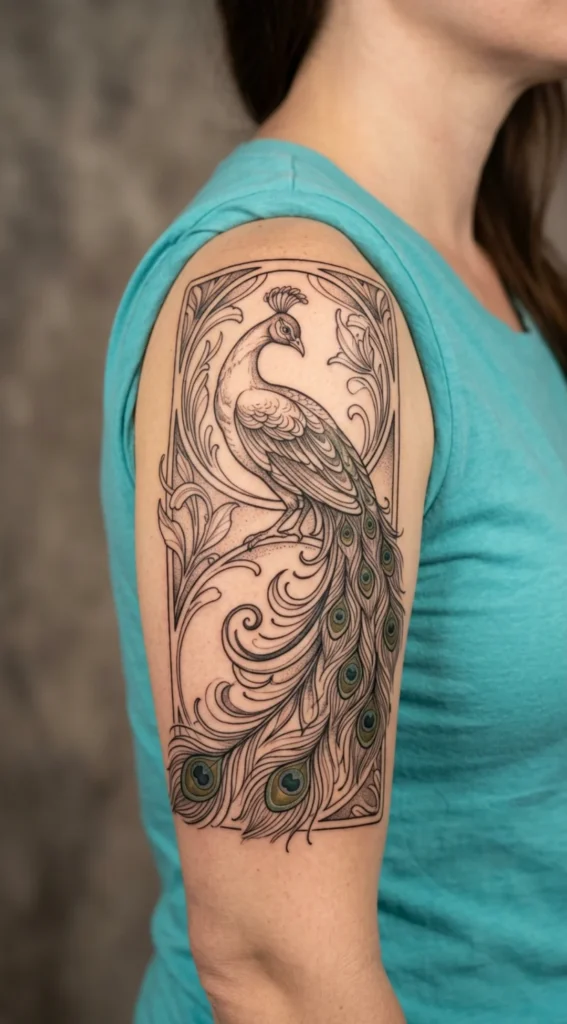 Art Nouveau Inspired Peacock