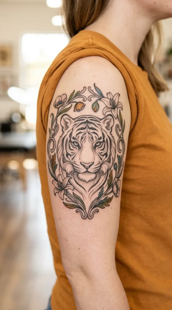 Art Nouveau Inspired Tiger Portrait