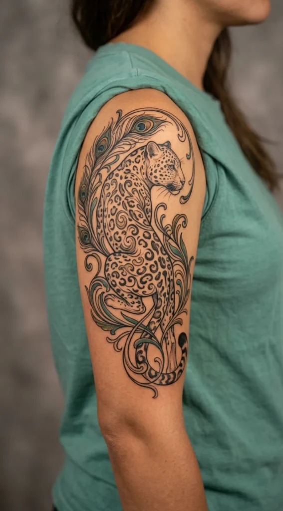 Art Nouveau Leopard Tattoo
