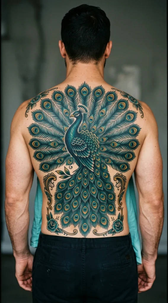 Back Peacock Traditional Design