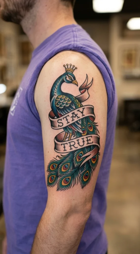 Banner Peacock Traditional Artwork