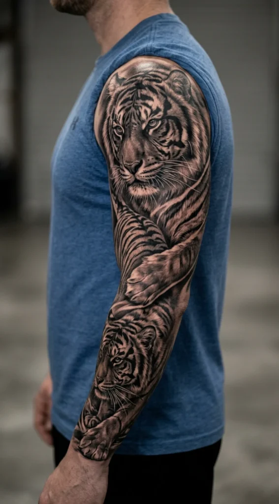 Black and Grey Tiger Full Sleeve