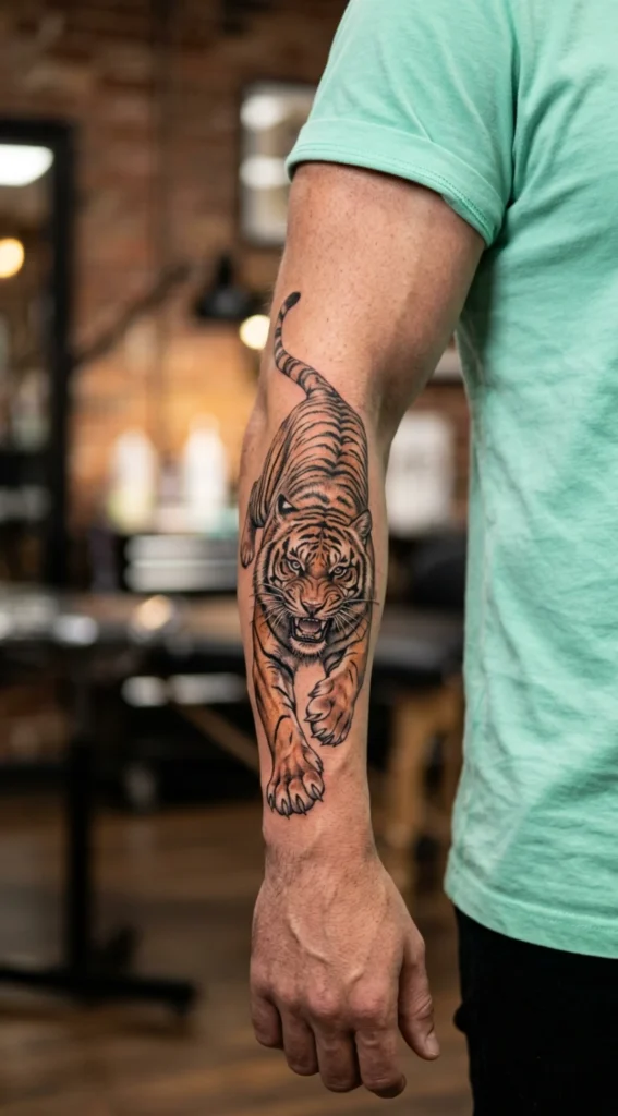Charging Tiger Forearm Action Pose