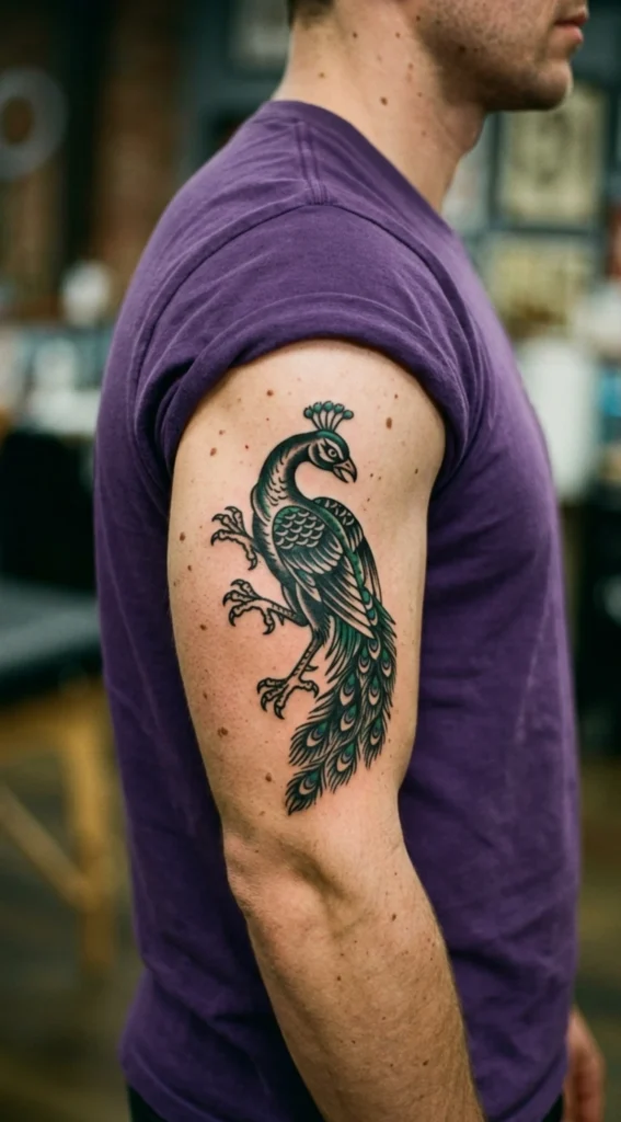 Clawing Peacock Traditional Artwork