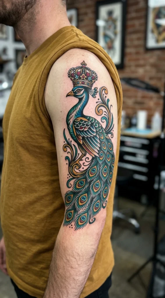 Crowned Peacock Traditional Design