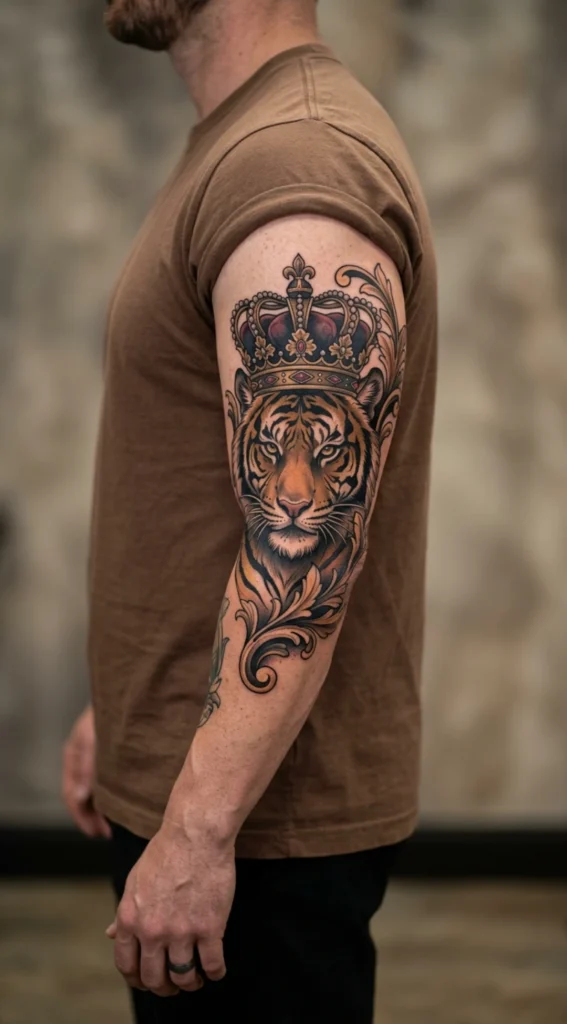 Crowned Tiger Symbolizing Leadership