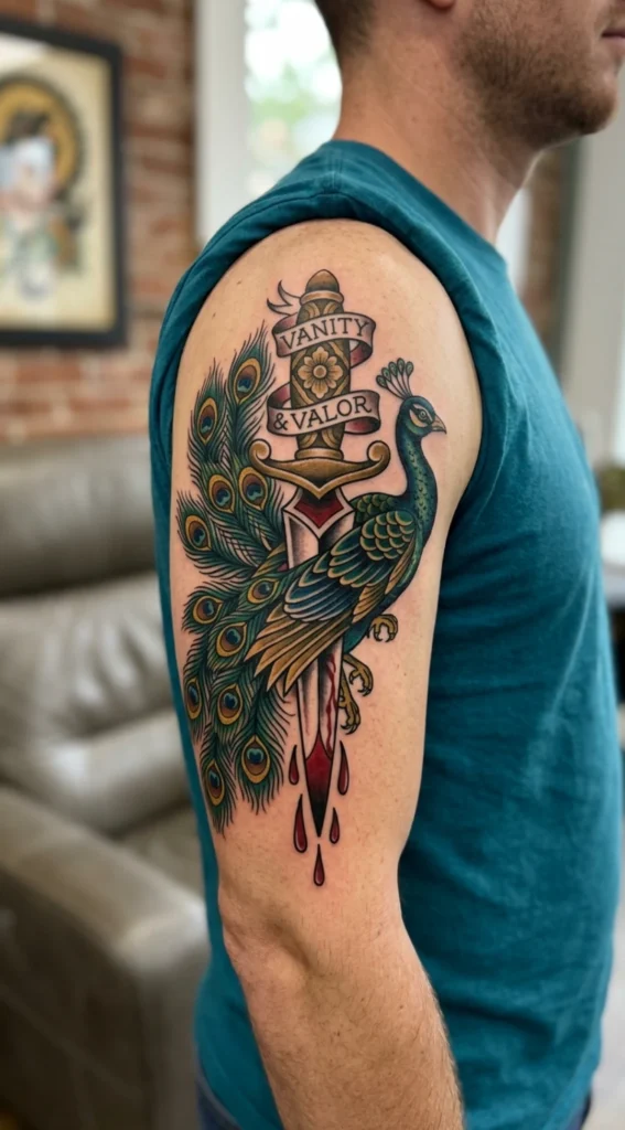 Dagger Peacock Traditional Artwork