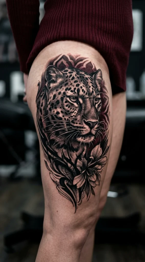 Dark Feminine Leopard Portrait