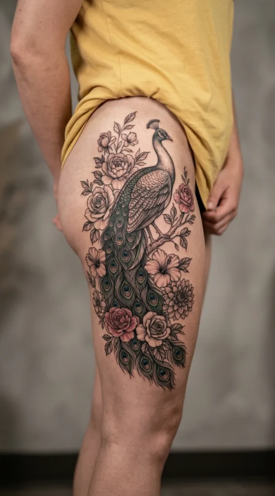 Floral Peacock Thigh Artwork