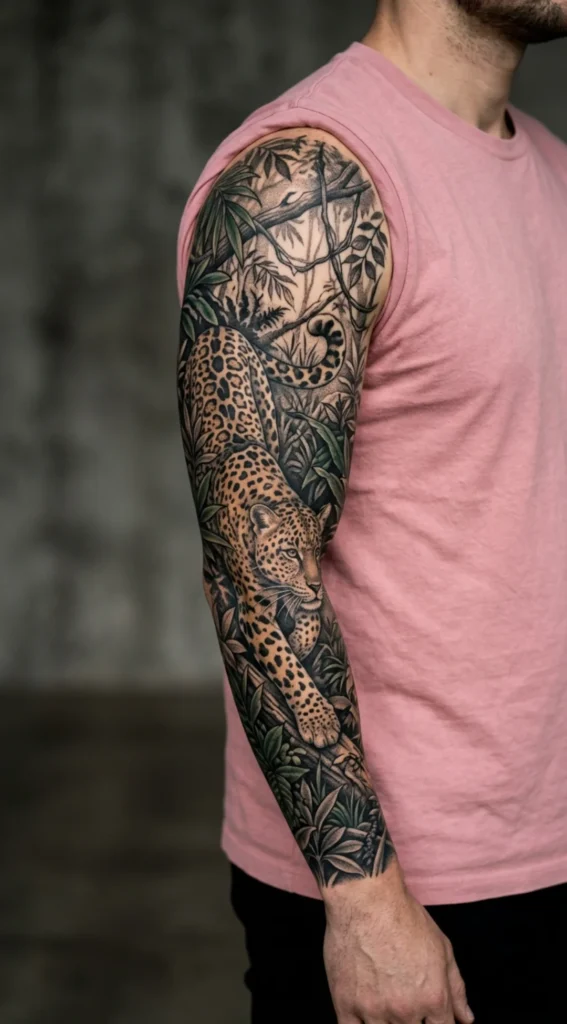 Full Sleeve Leopard Hunting Through Jungle