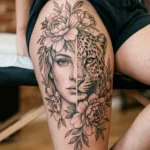 Half Leopard Half Human Tattoo Designs