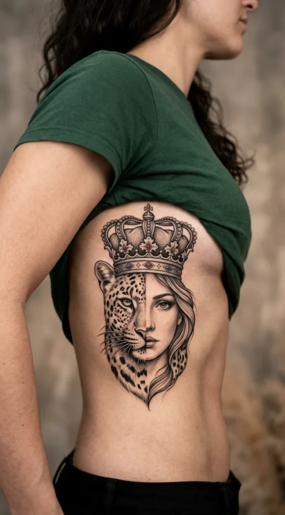 Half Leopard Half Queen with Crown