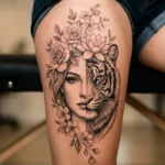 Half Tiger Half Woman Tattoo Ideas
