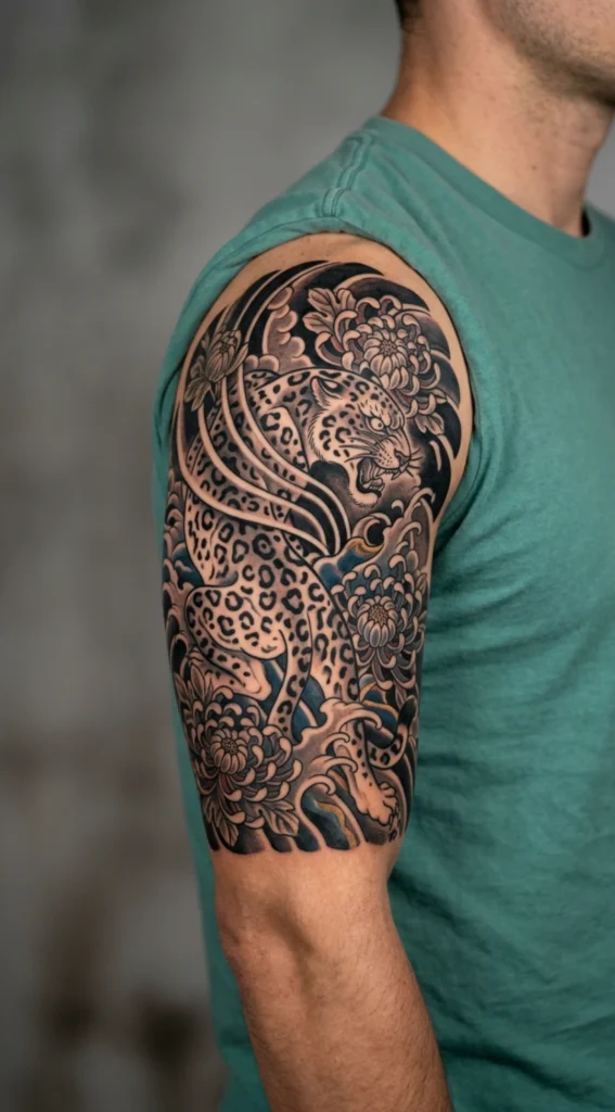 Japanese Style Leopard Half Sleeve