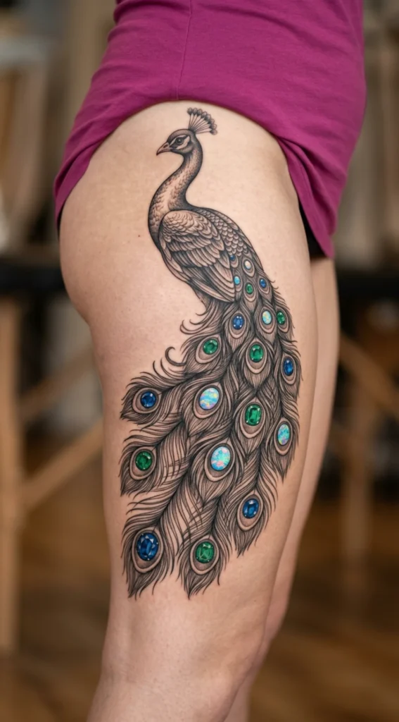 Jewel Feather Peacock Thigh Piece