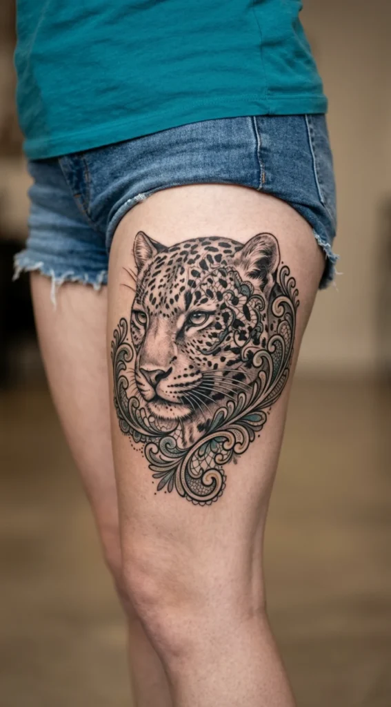Lace Pattern Leopard Tattoo