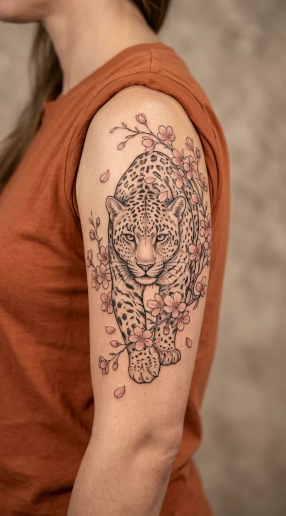 Leopard Among Cherry Blossoms