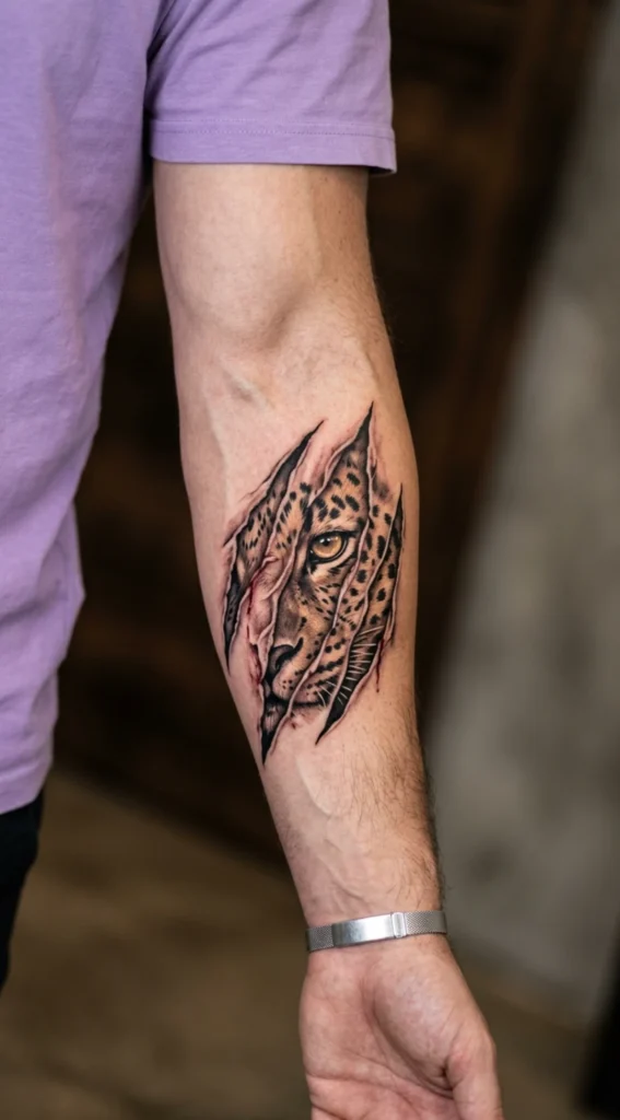 Leopard Claw Marks Forearm Tattoo