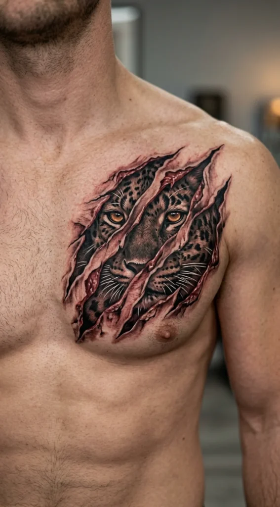 Leopard Claw Marks Ripping Through Skin Effect