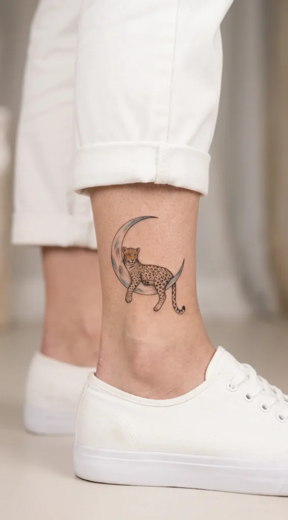  Leopard and Crescent Moon Tattoo