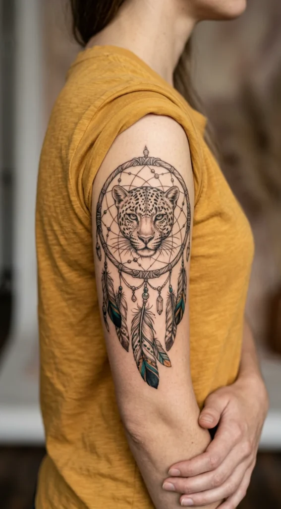 Leopard and Dreamcatcher Tattoo