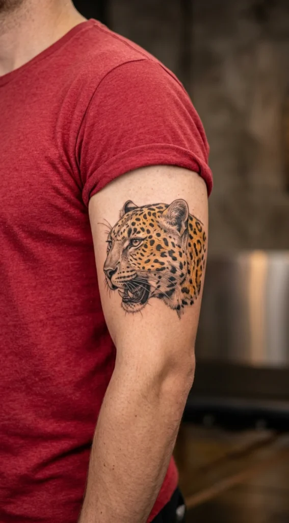 Leopard with Gold Inspired Spot Detailing