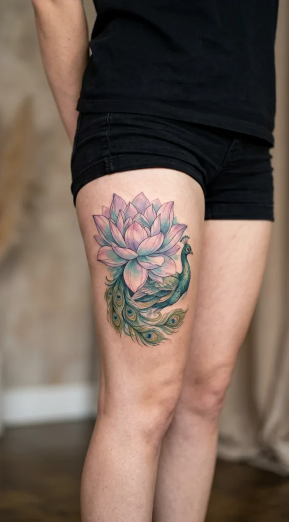 Lotus Bloom Peacock Thigh Piece