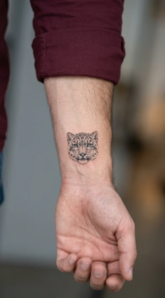 Micro Realism Snow Leopard Tattoo