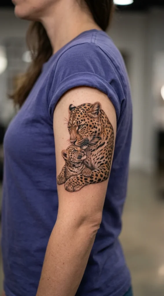 Mother and Cub Leopard Tattoo