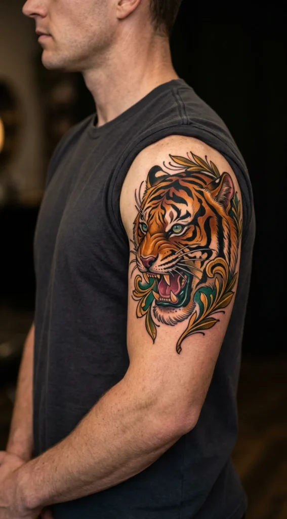 Neo Traditional Tiger with Bold Colors
