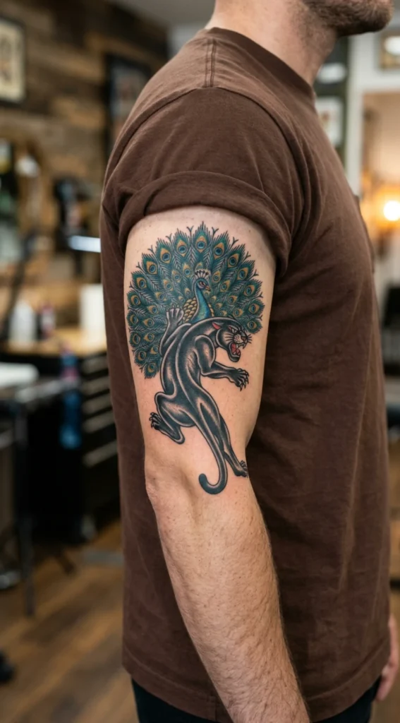 Panther Peacock Traditional Design