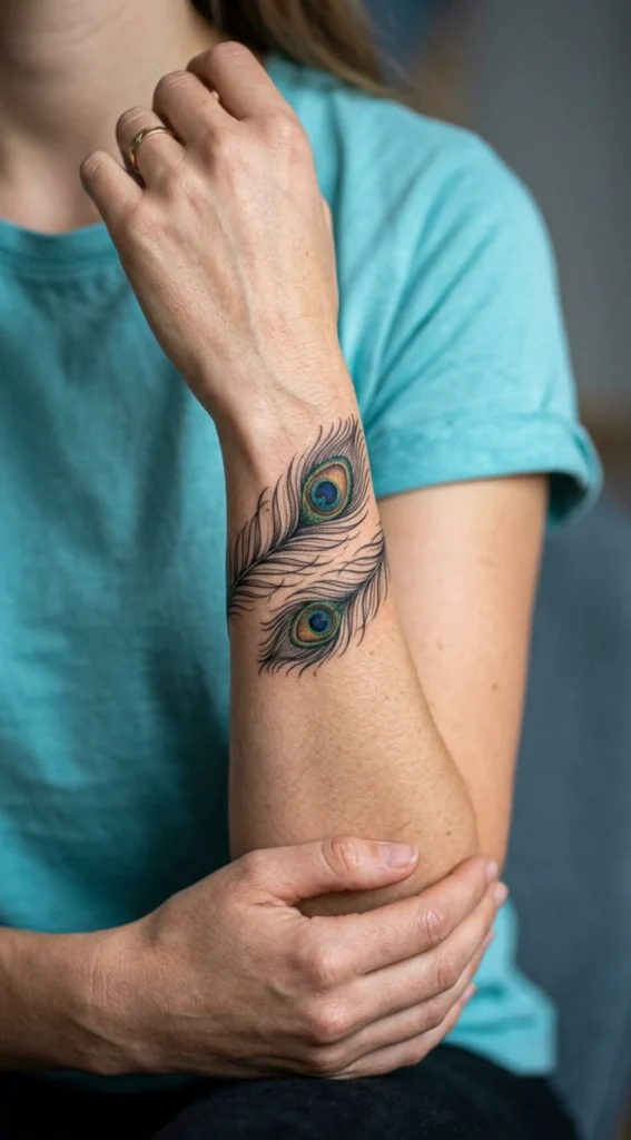 Peacock Feather Bracelet Tattoo Design