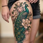 Peacock Thigh Tattoo Ideas