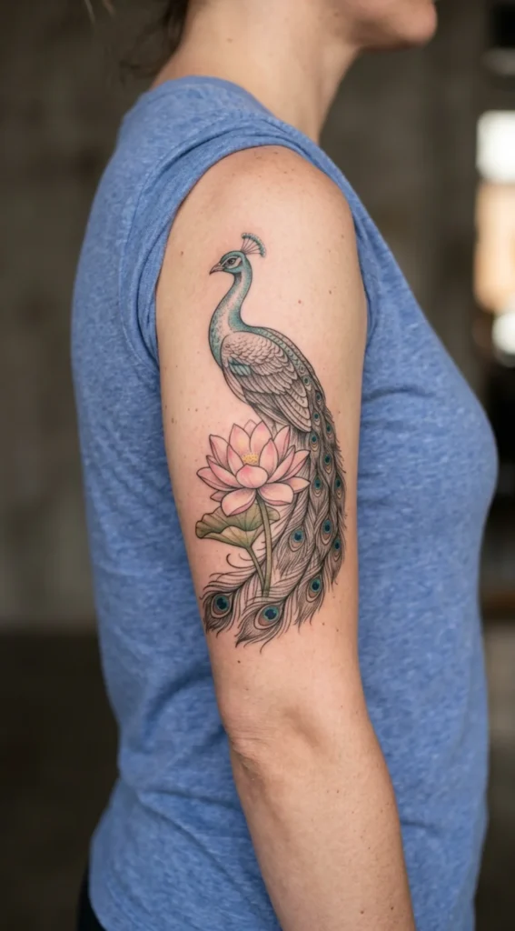 Peacock and Lotus Flower Design