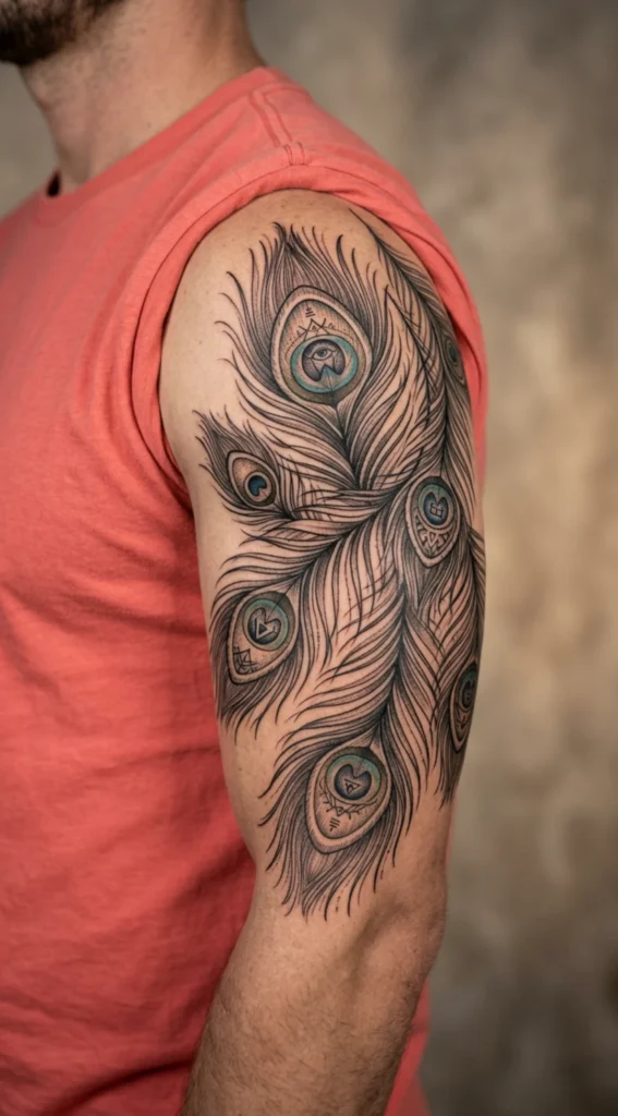 Peacock with Sacred Eye Feather Composition