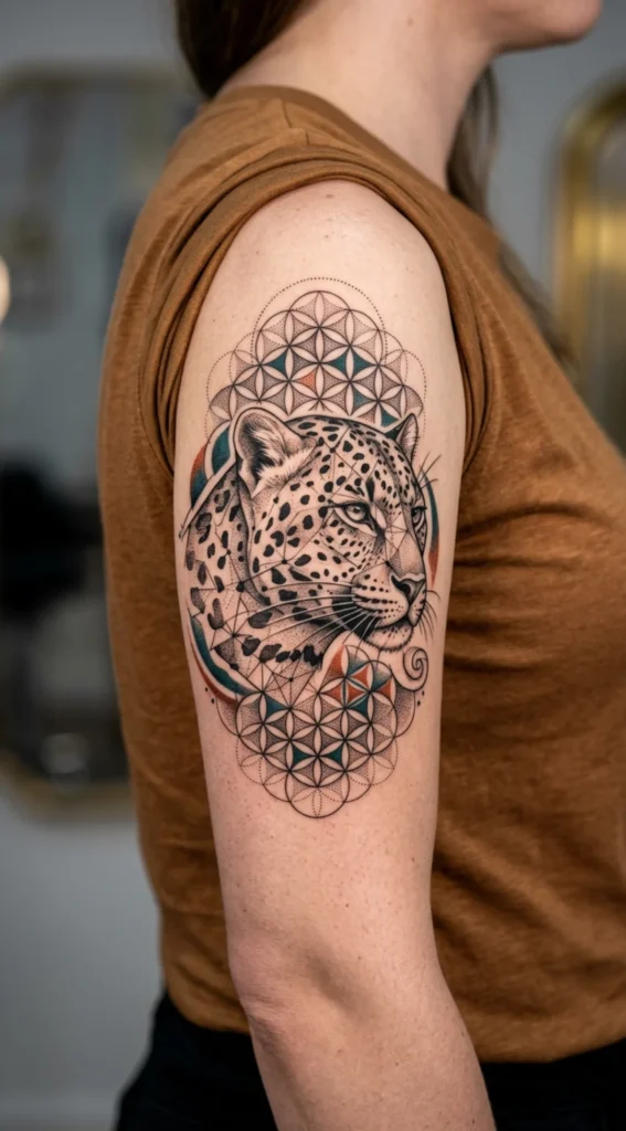Sacred Geometry Leopard Tattoo