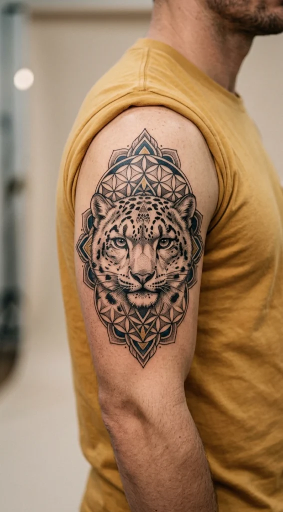 Sacred Geometry Snow Leopard
