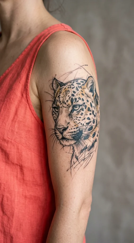 Sketch Style Leopard Portrait
