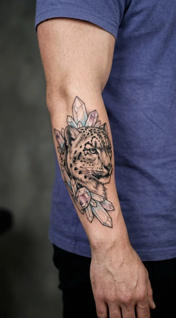 Snow Leopard with Crystal Elements