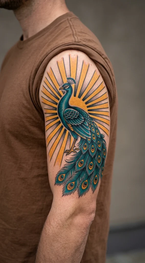 Sunburst Peacock Traditional Design