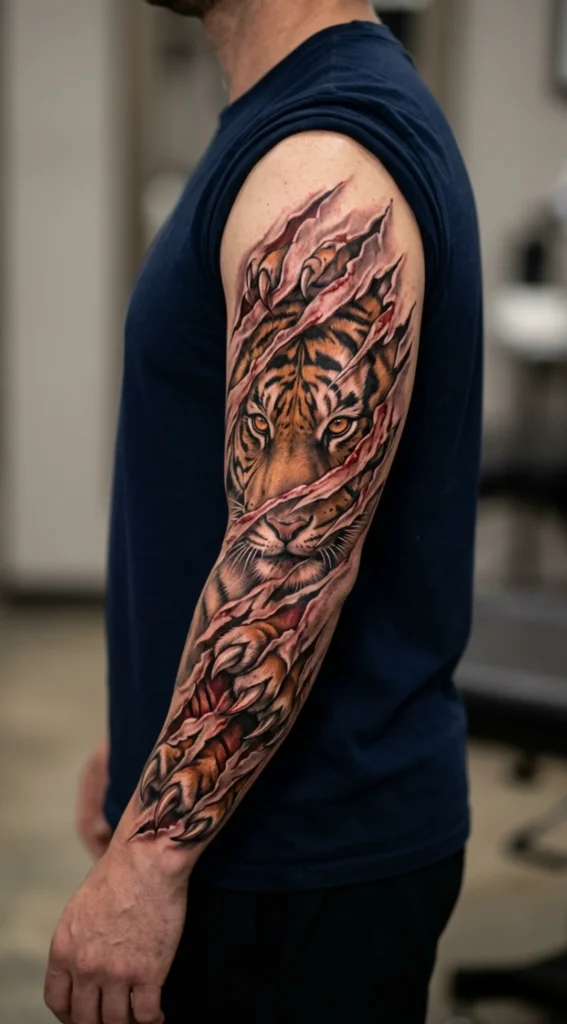 Tiger Claw Rip Effect Full Sleeve