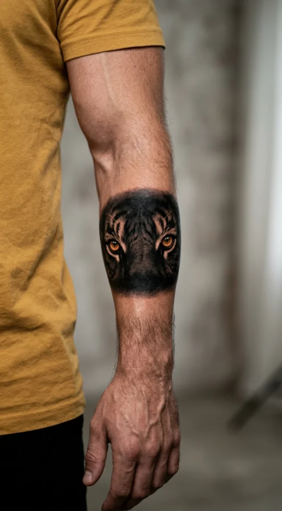 Tiger Eyes Emerging from Darkness