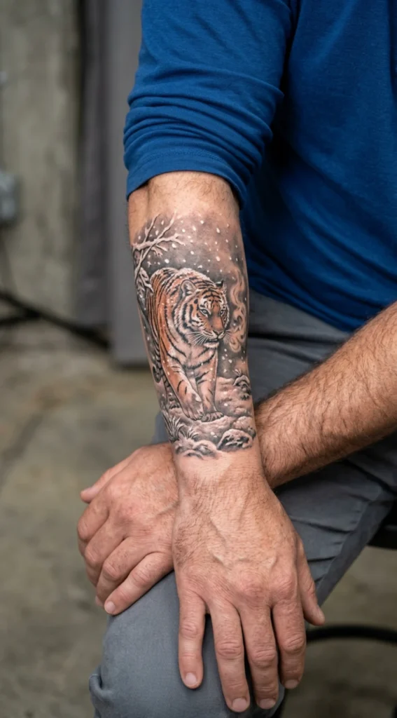 Tiger Forearm Snow Tiger Arctic Scene Concept