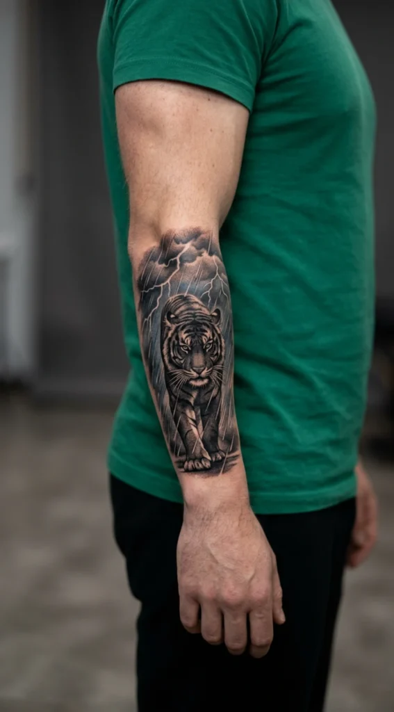 Tiger Forearm Storm Chase Dramatic Weather Scene